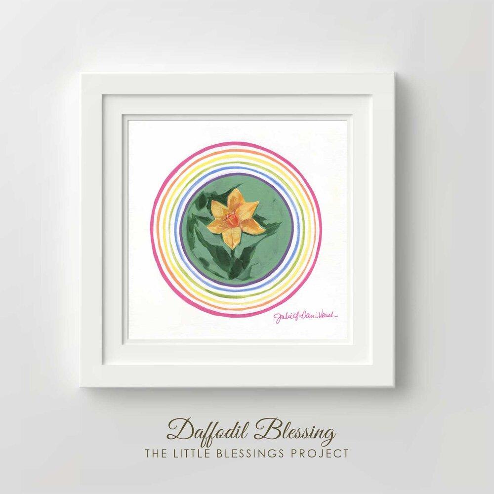 "Daffodil Blessing" 8x8"  Original on Canvas - Framed by Julie Davis Veach