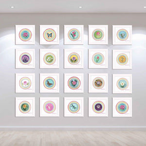 The Little Blessings series by artist Julie Davis Veach displayed in a contemporary gallery space